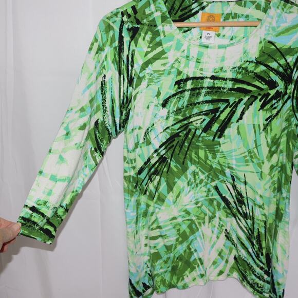 Ruby Road Blouse Women PS Assymetric Hem Green Vines - Picture 8 of 14